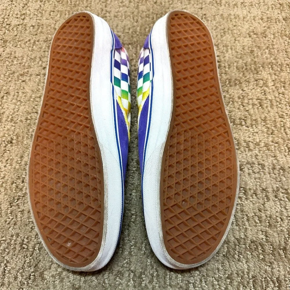 Vans - Purple Suede and Multi-Colored Checkerboard Slip On - Men's Size 11 - Picture 9 of 11